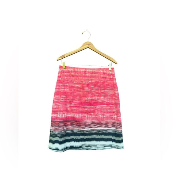 Elie Tahari Pink Striped Straight Pencil Lined Skirt Size 12 Boho Colorful - Picture 1 of 8
